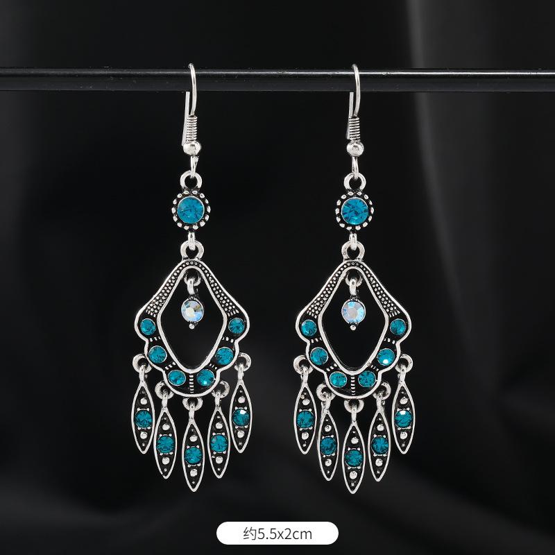 Original Design Earrings Retro Court Fringed Temperament Earrings Women's Long Crystal Ear Jewelry