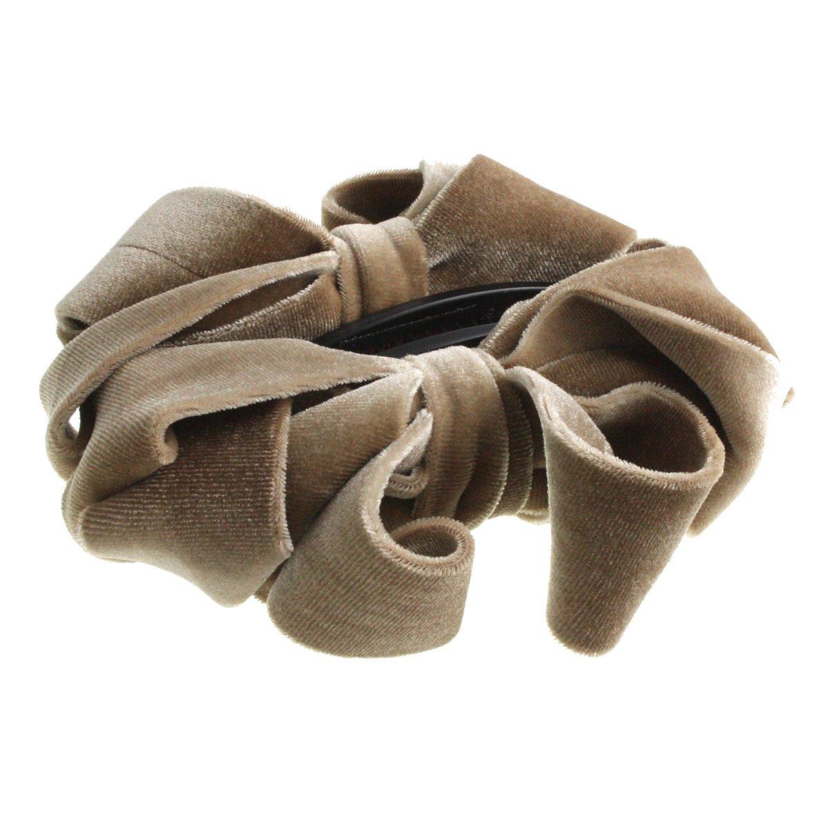 

VINGTAINE Velor Curvy Ribbon Banana Clip Volume Simple Hair Clip Hair Accessory [Vantaine] H7005-BE- бежевий