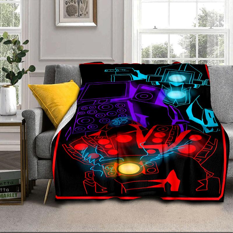 Robot Invasion Alert Blanket Flannel Blanket for Bed, Sofa, Camping, Hiking, Picnic Essentials, Gift for Family Fan Gifts