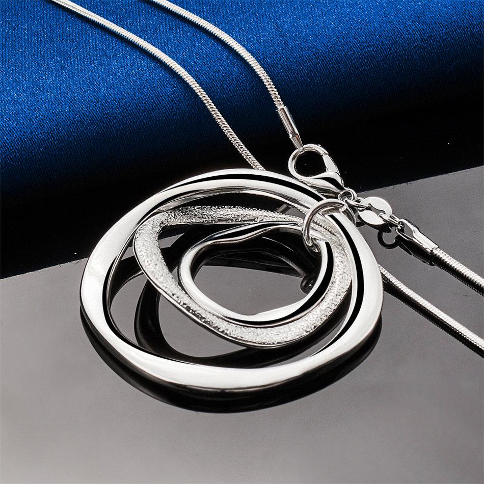 925 Sterling Silver 16-30 Inch Exquisite Circular Pendant Necklace for Women's Fashionable Wedding Jewelry Gifts