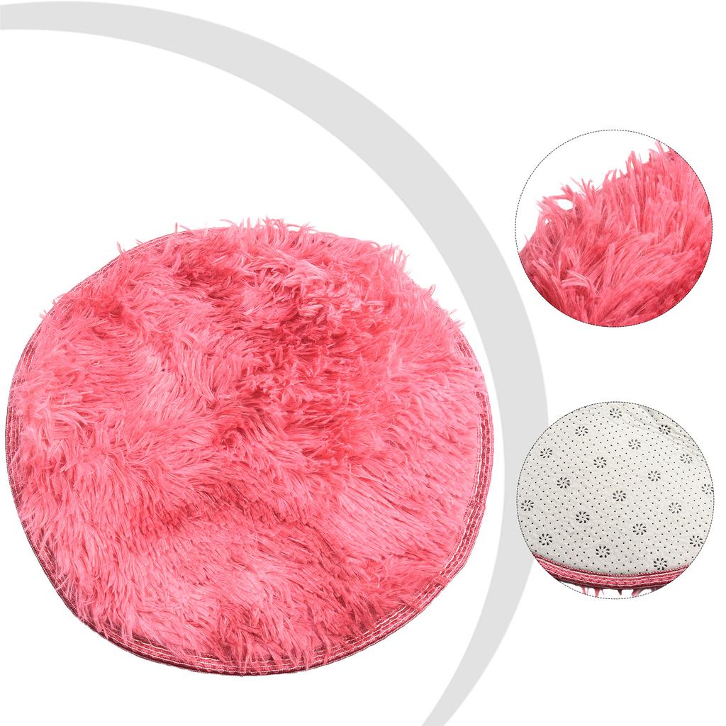 1pc Round Shaggy Rug Multi-color Optional Solid Pattern Modern Style Home Decoration Soft Soothing Rug Anti-Skid Mat 40cm 60cm
