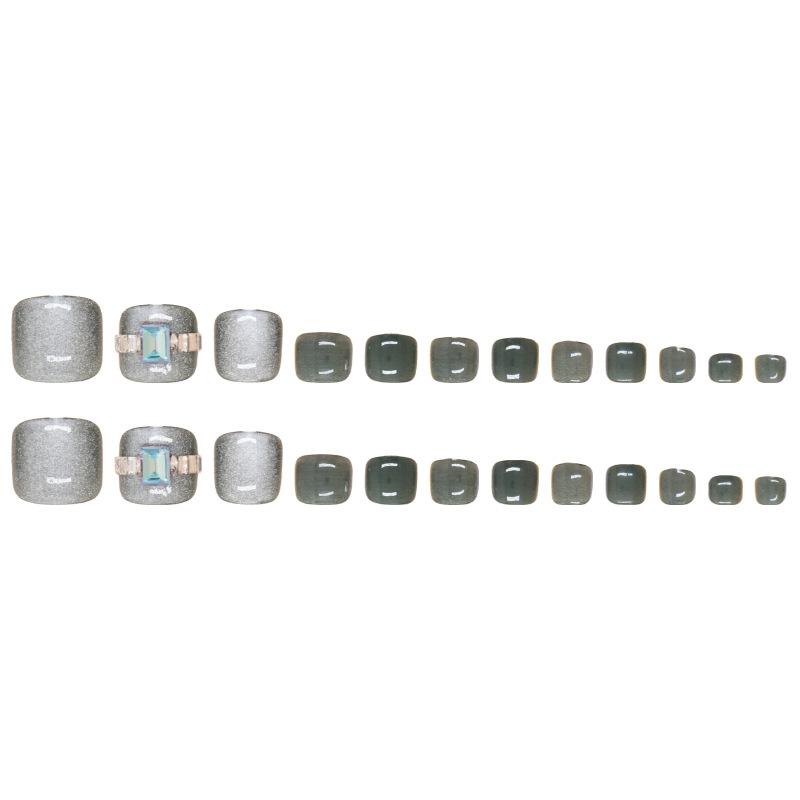 Cienki Flash Kocie Oko Manikiur Kawałek Do Noszenia Paznokieć Zdejmowany Kawałek na Paznokieć u Nogi Kawałek na Paznokieć u Nogi Nie Ciemnozielony Kawałek na Paznokieć u Nogi Naklejka na Paznokieć 24 Sztuki