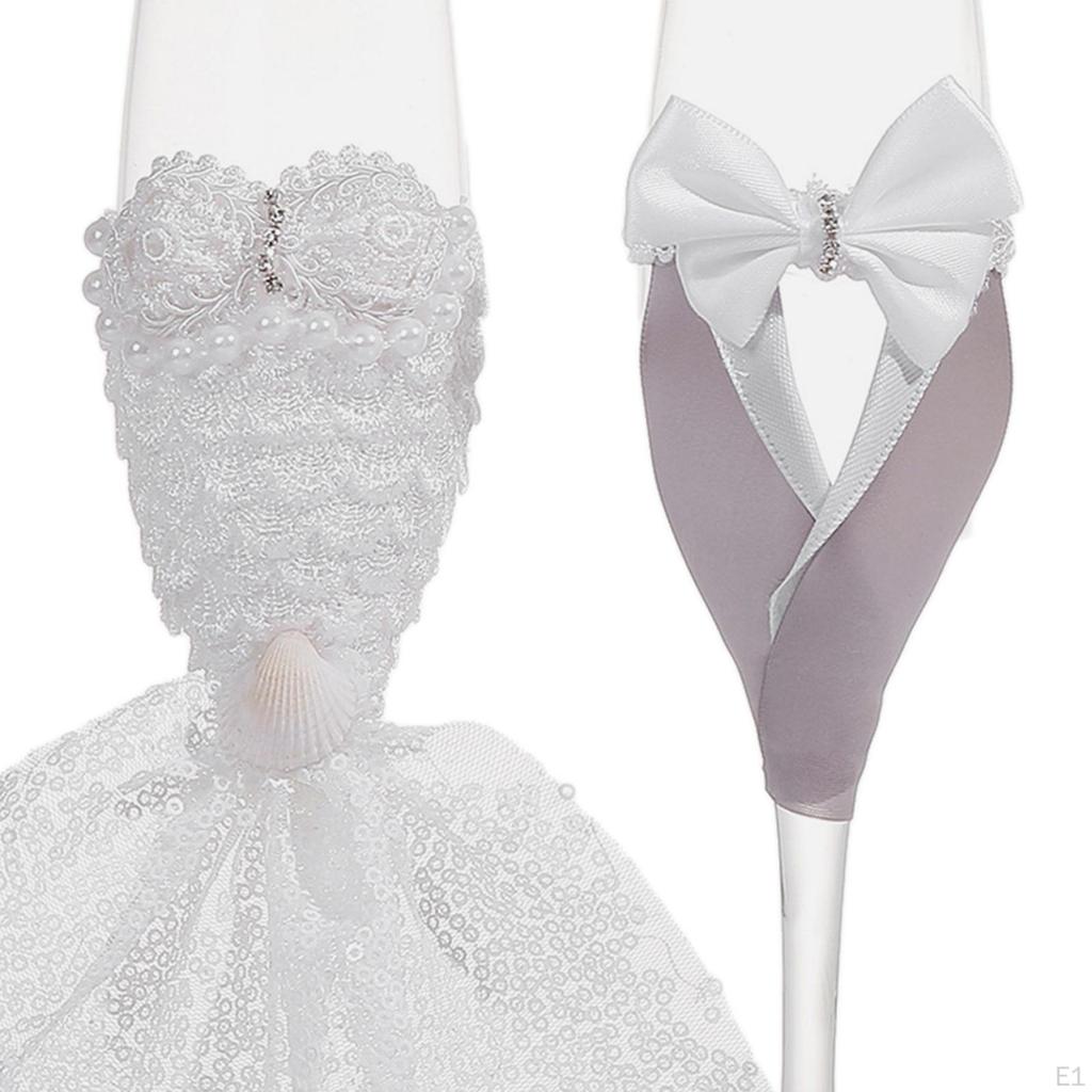 2 Pieces Wedding Champagne Glasses Bride and Groom Toast Party Supplies Portable Ornament Creative