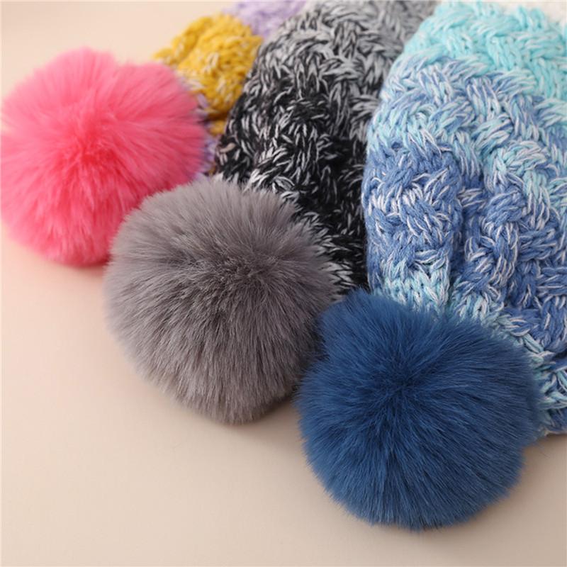 Winter Children's Padded Colour Blocking Knitted Pullover Ear Protection Cap