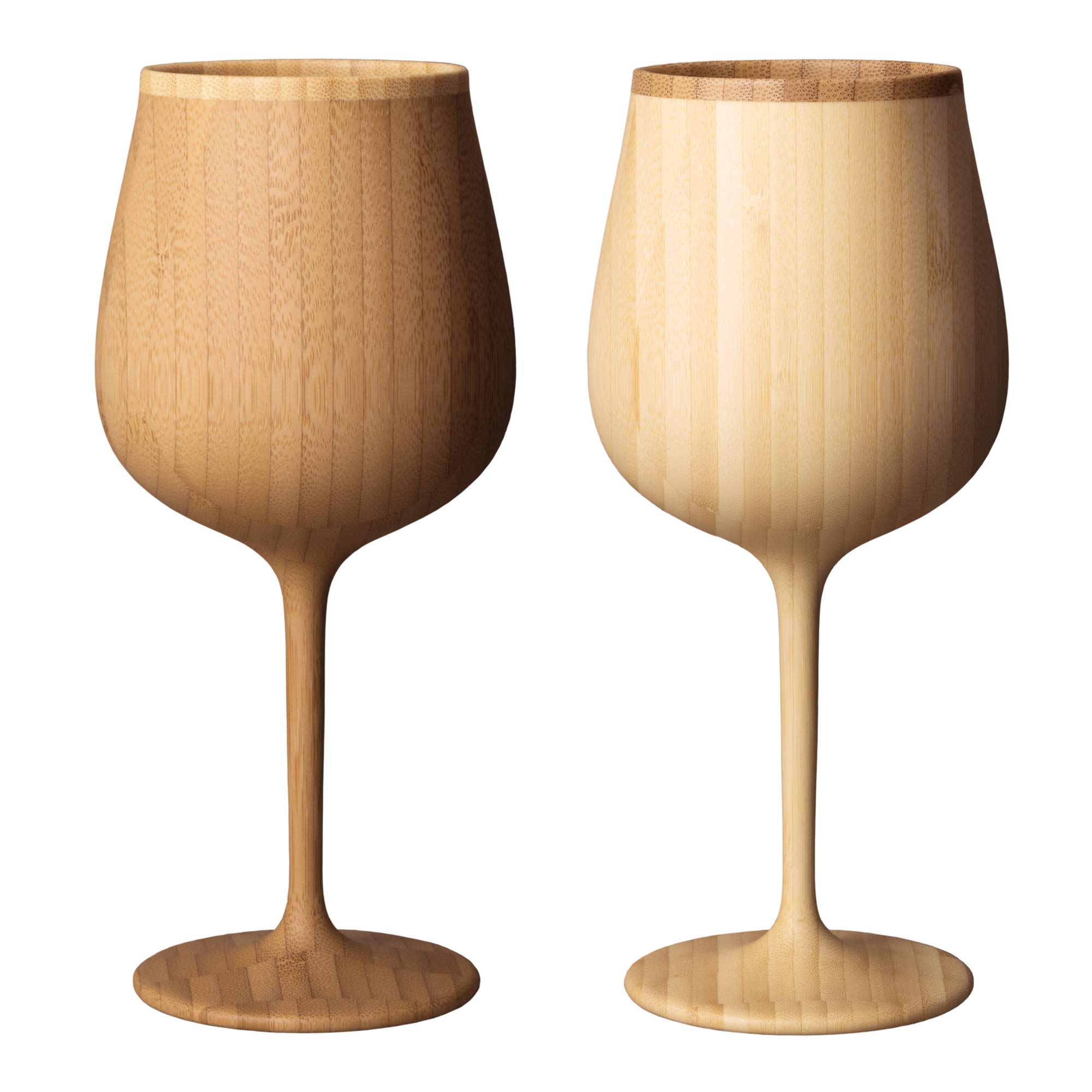 

RIVERET Vessel Wine Glasses, Burgundy, 380ml, Pair, Bamboo, Dishwasher Safe, White/Brown, RV-118WB