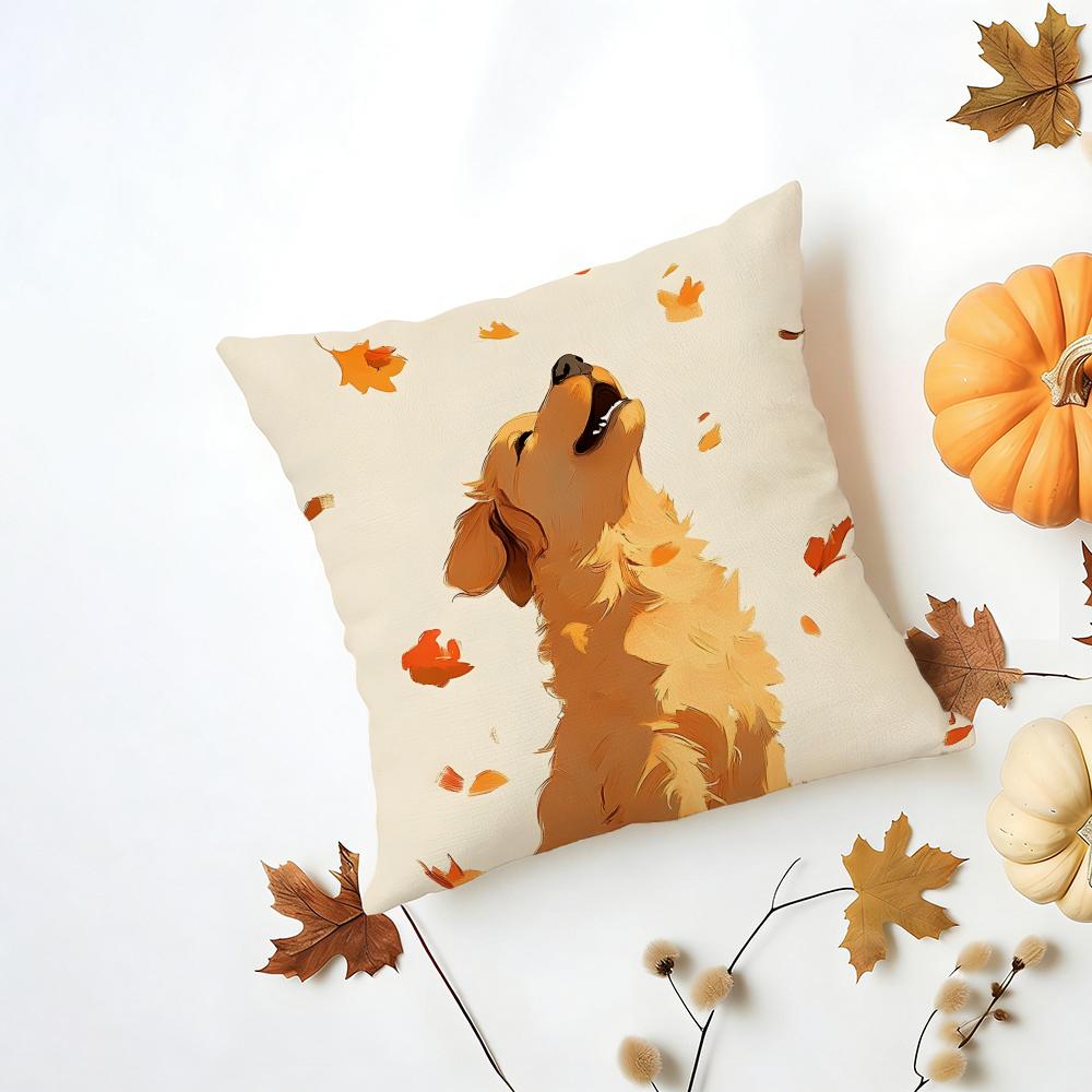 GGolden Retriever Cushion Cover Washable Linen Pillowcase Soft  for Daily Sofa Bed Home Room Decor