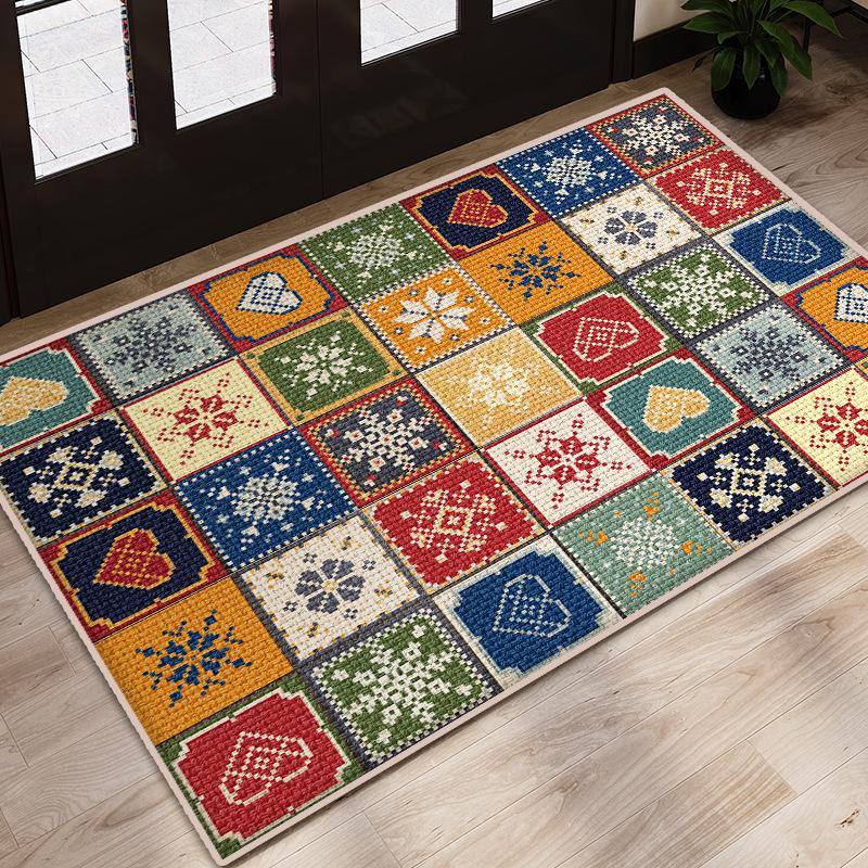 Vintage Patchwork Carpet Colorful Geometric Floral Pattern Rug Mat for Living Room Bedroom Home Decoration Modern Indoor Area