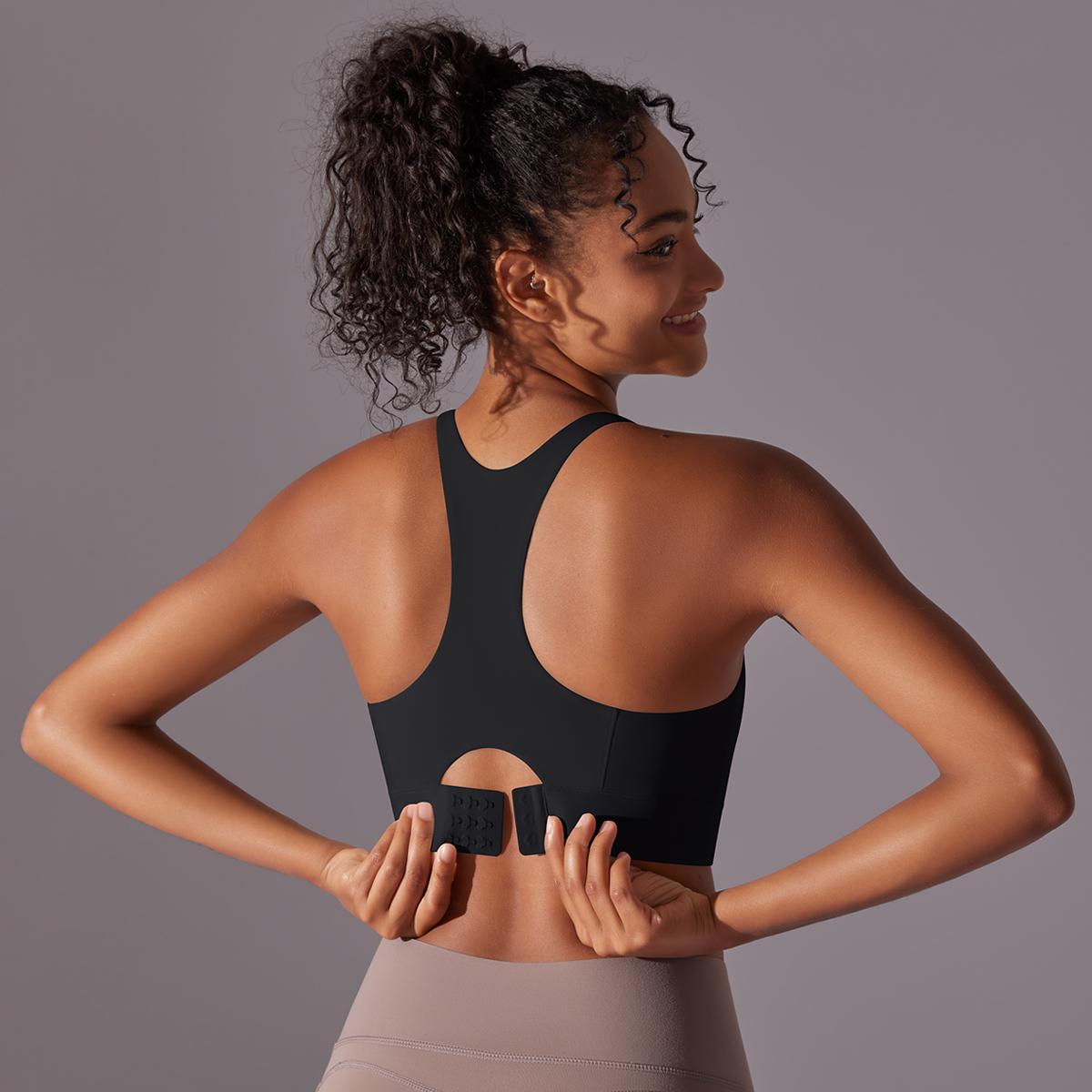 

Протиударний бюстгальтер для йоги Nessaj Woman Push Up Beauty Back Running Tank Top Однотонний спортивний бюстгальтер M чорний