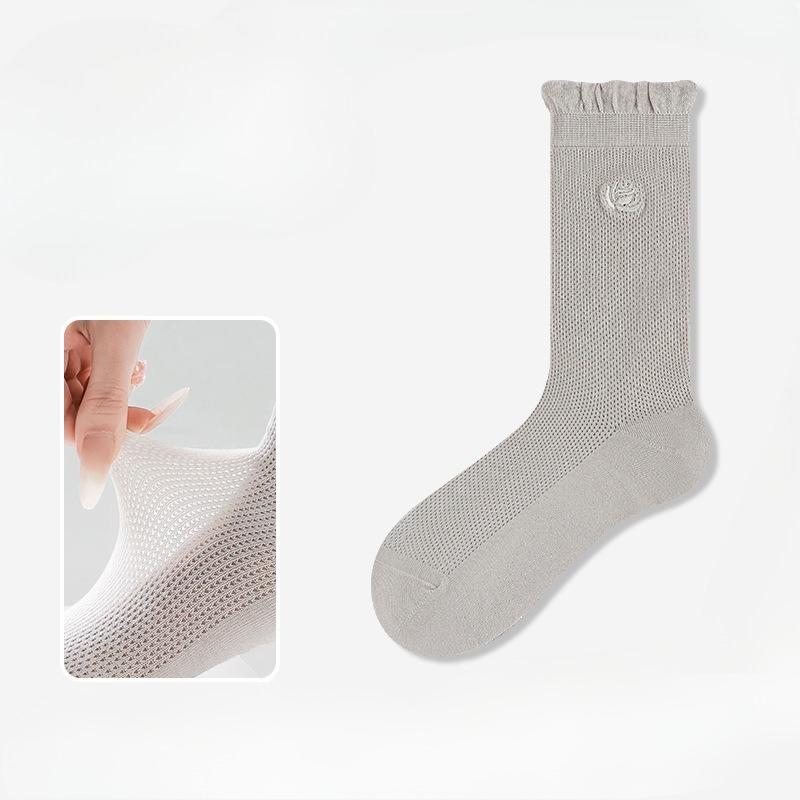 Summer Mesh Breathable High-top Socks for Women, Thin Sweat-absorbing Long Boneless Socks, Lace Long Vertical Casual Socks for Women