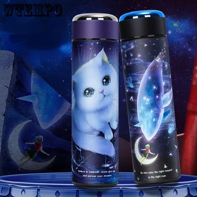 Large Capacity Intelligence Thermos Cup 500ml Vacuum Flasks Portable Stainless Steel Thermos Cup Water Bottle Travel Tea Mug Office Thermos Cup