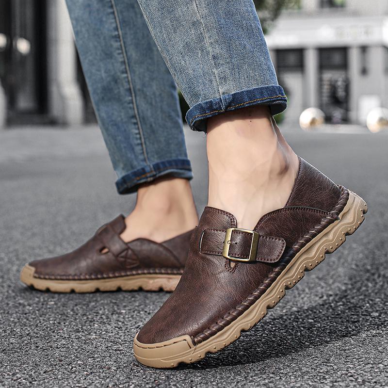 Handmade Casual Leather Shoes Moccasins Men Flats Shoes Large Size 39-48