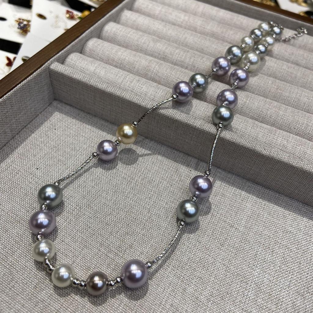 8M/10M Bead Necklace Metal Line Bead Necklace Women'S Light Luxury Fashion Neck Chain Collarbone Chain Batch