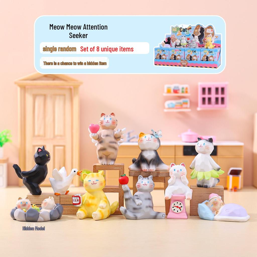 Trendy Cat Sparkling Soda Toy Blind Box – Colorful & Cute Cat Ornaments for Home or Office Décor