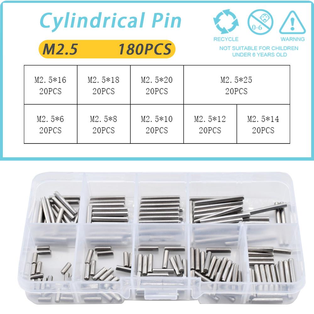 304 Stainless Steel Cylindrical Pin M1 M1.5 M2 M2.5 M3 M4 M5 M6 Shaft Solid Fixed Metal Rod Positioning Pin Fixed Lock Pin Kit