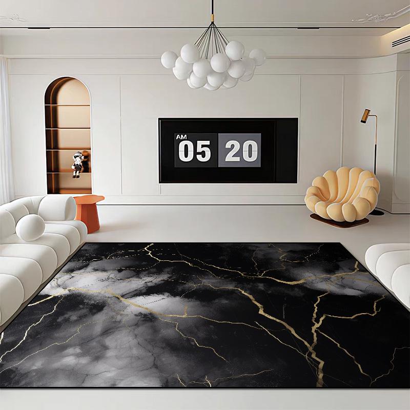 Black Luxury Style Carpets for Living Room Lounge Coffee Tables Washable Mat Modern Home Decor Large Area Soft Rugs Customizable