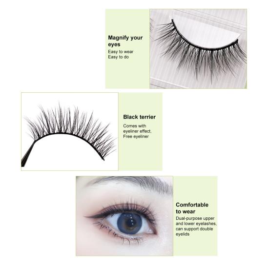 Yousheng 3 Paia Ciglia Finte Naturali Comode da Indossare Fibra Incrociata Extension Trucco Ciglia per Camerino