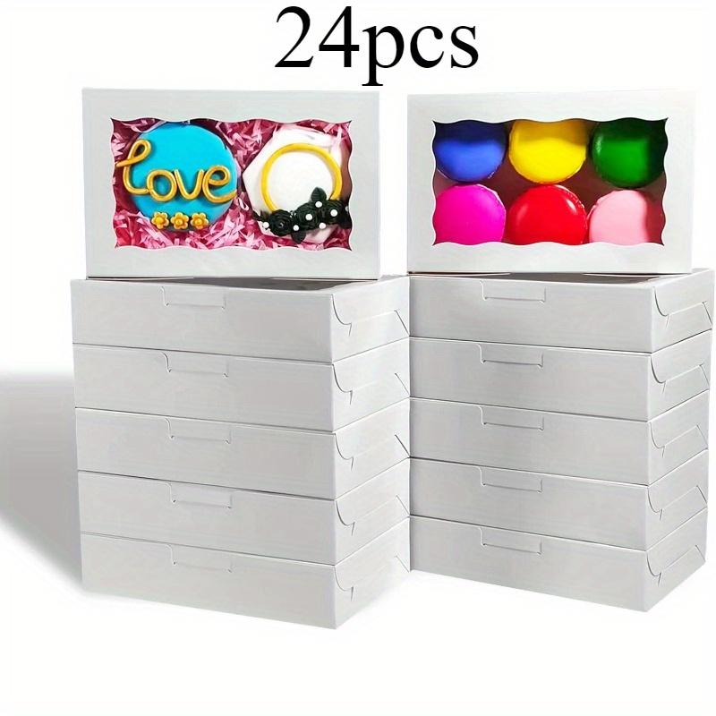 25 buc, cutie pentru tort cu fereastră, potrivită pentru macaroane, pâine, ciocolată, cutie de ambalare prăjituri, asamblare bricolaj 7,09 x 4,33 x 1,57 inci
