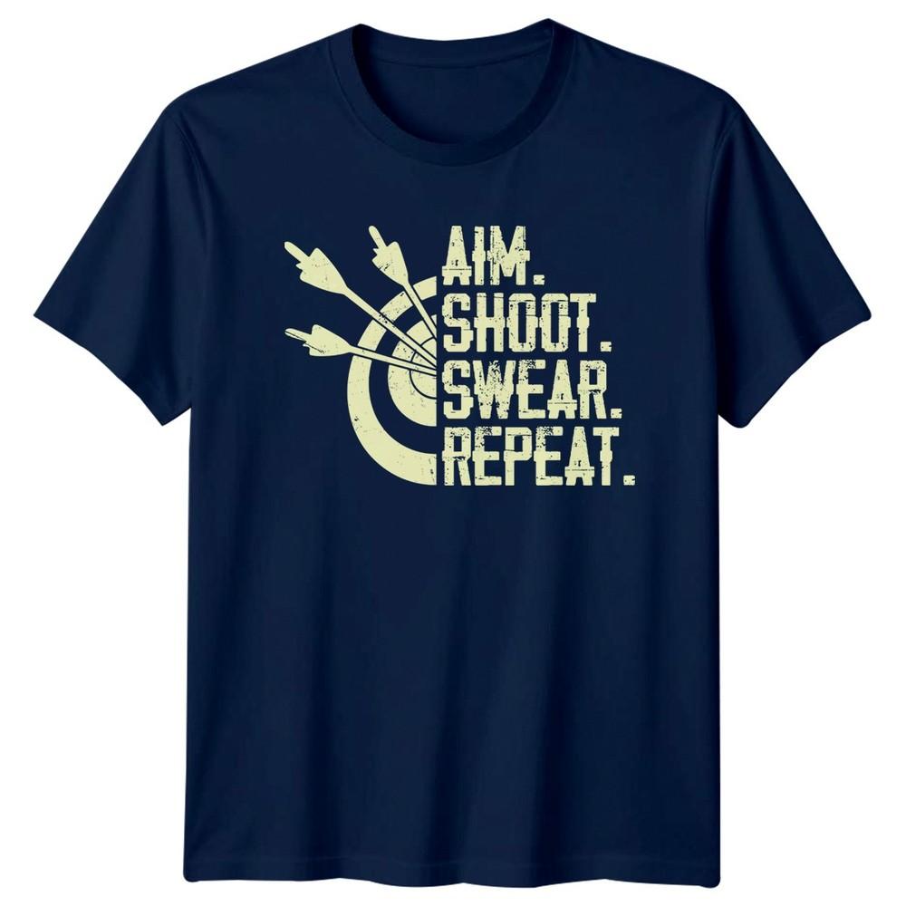 Aim Shoot Swear Repeat TShirt Bowhunting Archery 2026 Birthday Gift For Him