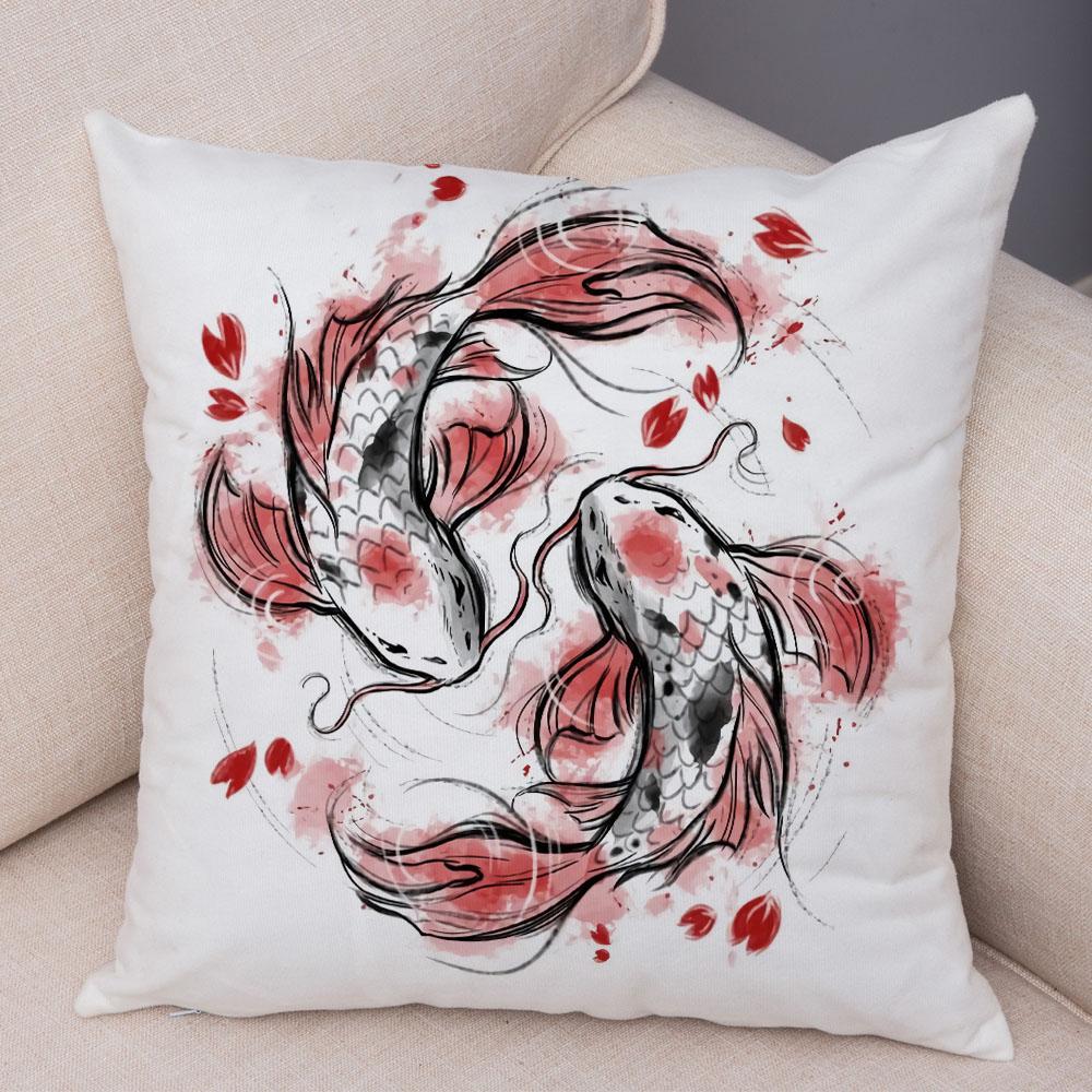 

Japanese Style Ink Cushion Cover Decor Beautiful Scenery Cat Girl Pillowcase Soft Plush Pillow case for Sofa Home Car 45x45cm 40x40cm16x16Inch
