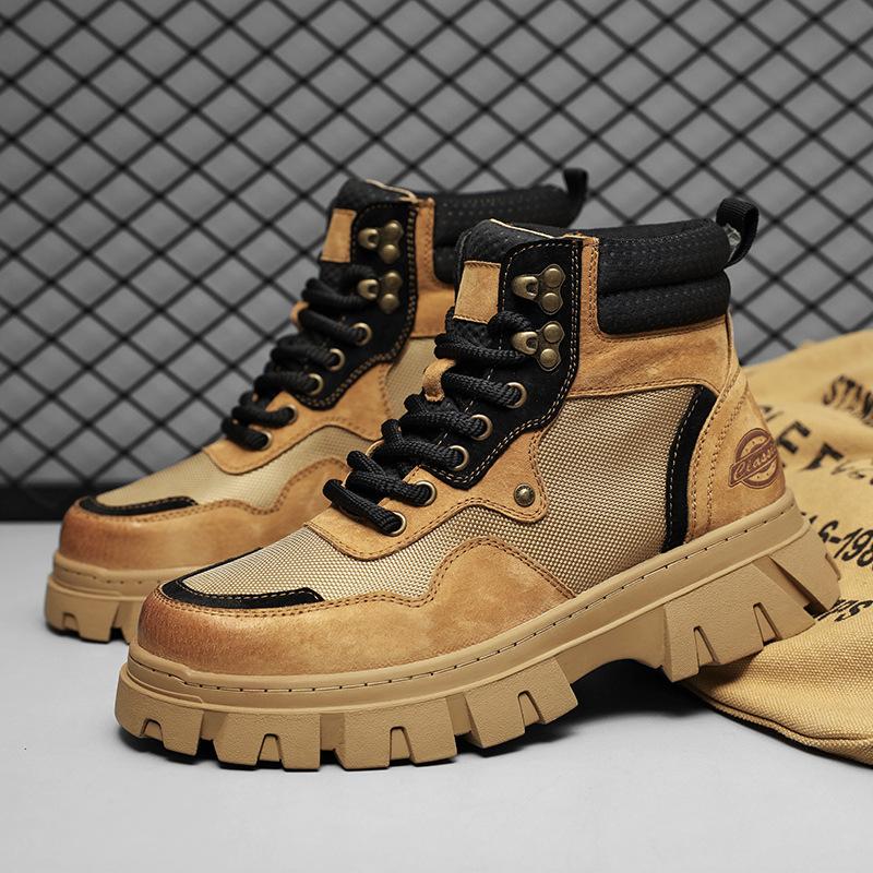 

Мужские универсальные ботинки Мартин для улицы, лидер продаж, кожаные, хлопковые, на толстой платформе, рабочие ботинки, осень-зима 46