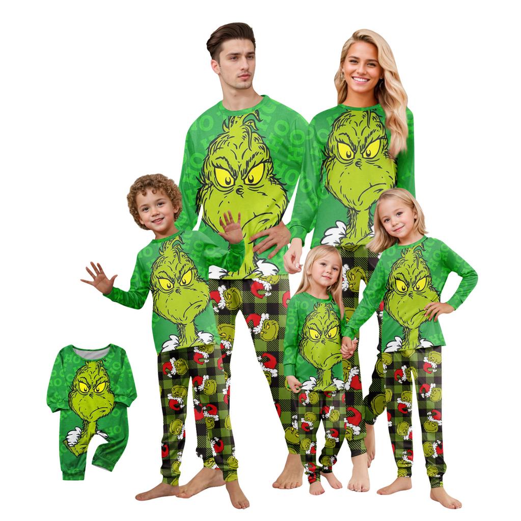 Christmas Print Cute Family Set Pajamas, Home Clothes, Family Set Long Sleeve Top Pants Set
