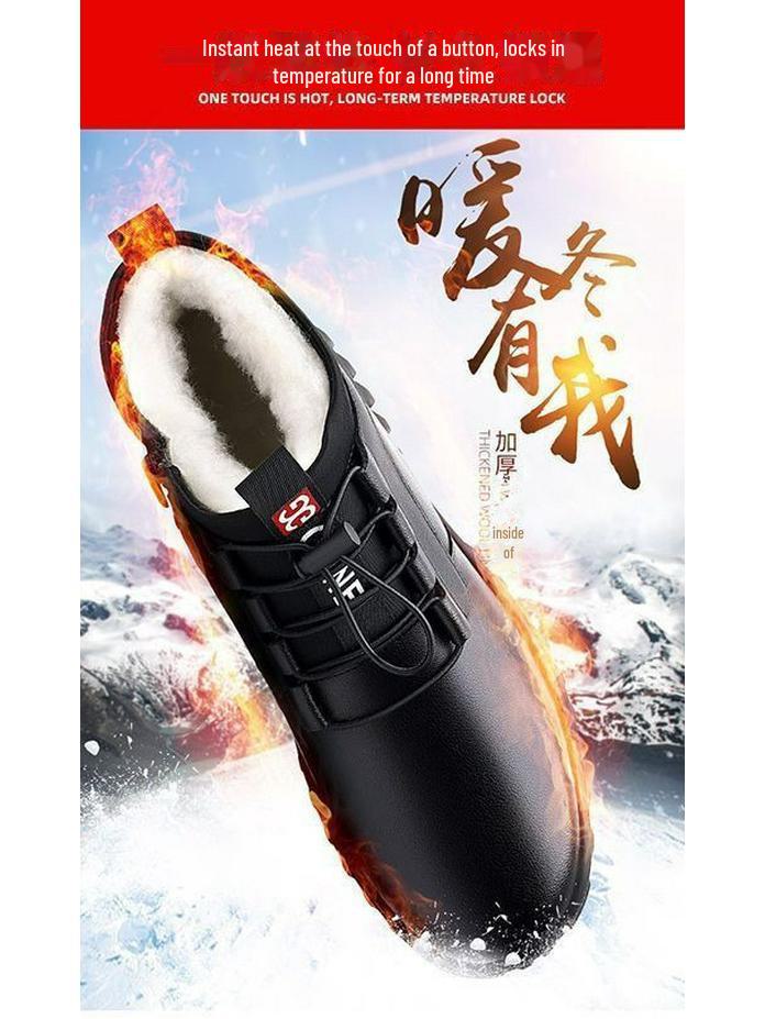 Men's Winter High-Top Leather Boots with Velvet Lining