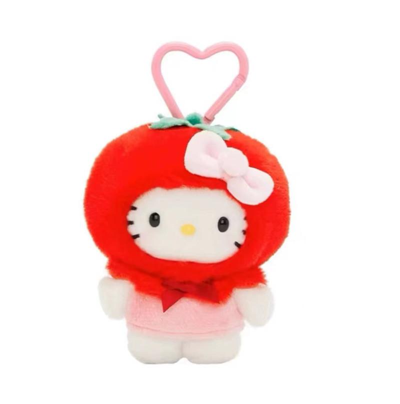 

Adorable Japanese Hello Kitty Plush Keychain Featuring Colorful Vegetable Designs Tomato Keychain