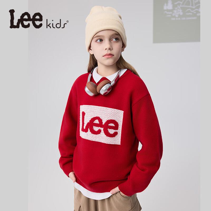 Lee Kids Children's Thick Warm Round Neck Pullover Sweater with Contrast Logo