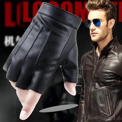5Types Fingerless Driving PU Leather Gloves Outdoor Sport Faux Half Finger with Anti-slip Layer Glove for Men