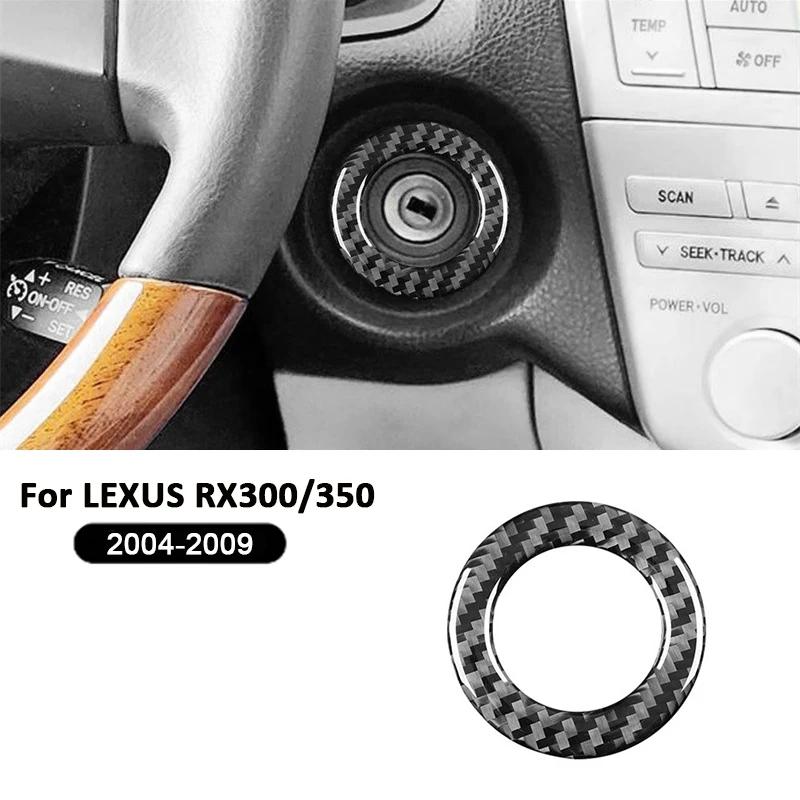 Carbon Fiber Car Engine Ignition Switch Key Lock Panel Frame Ring Trim Cover Decoration Sticker For LEXUS RX300 RX350 2004-2009