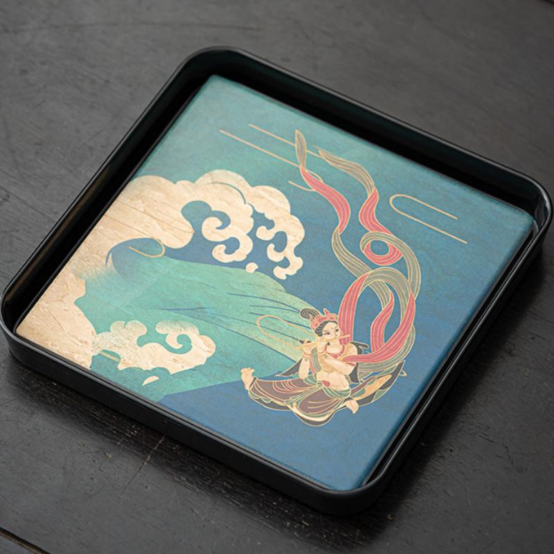 Chinese Creative Tea Tray Retro Water Absorption Serving Coffee Trays Gongfu Kung Fu Teacups Holder Household Teaware Tea Table
