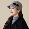 Autumn and Winter Basin Hat Retro Hepburn Style Bow Bucket Hat Ladies Elegant Woolen Fashion Basin Hat