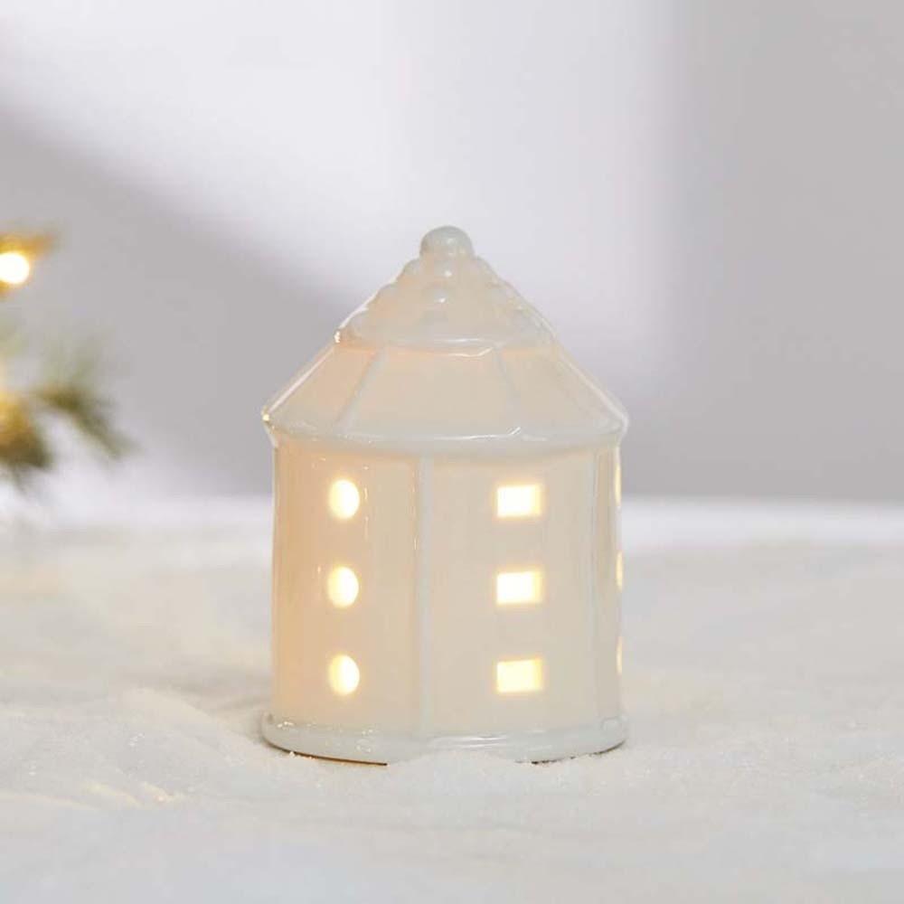 Ceramic Porcelain Lamp Ornament Button Batteries House-shaped Night Lamp  Baby Nursery