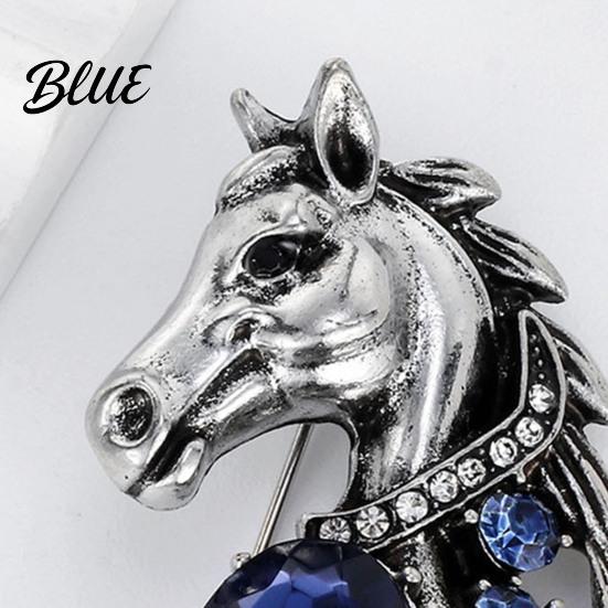 Luxury Brooch 1/2Pcs Metal Horse Head Design Pin with Sparkling