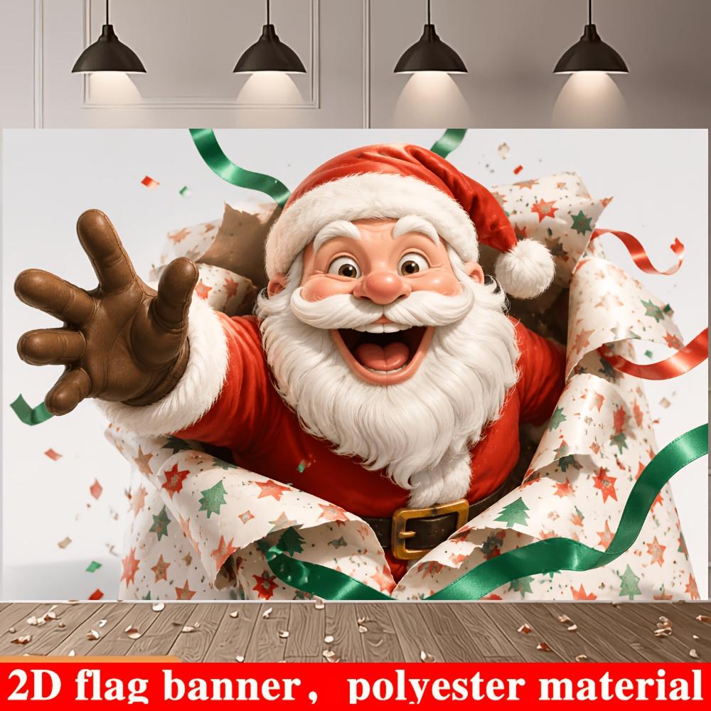 1Pcs Cheerful Santa Claus Decoration Background Winter Backdrop Decorations For Photo Studio Photo Booth Christmas Party