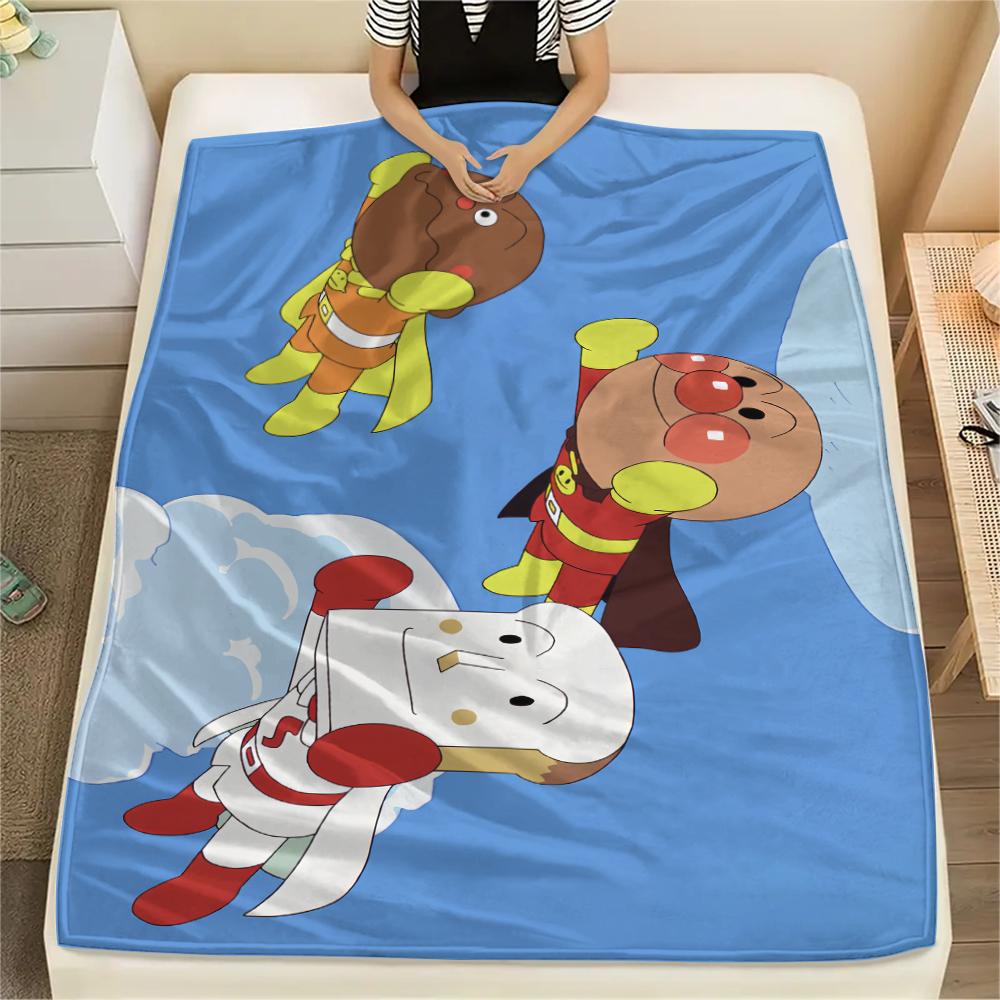Anpanman Family pattern Flannel Blanket, High quality Comfortable for All Seasons, Home Decor, Warmth and Comfort, Perfect for Gifts.