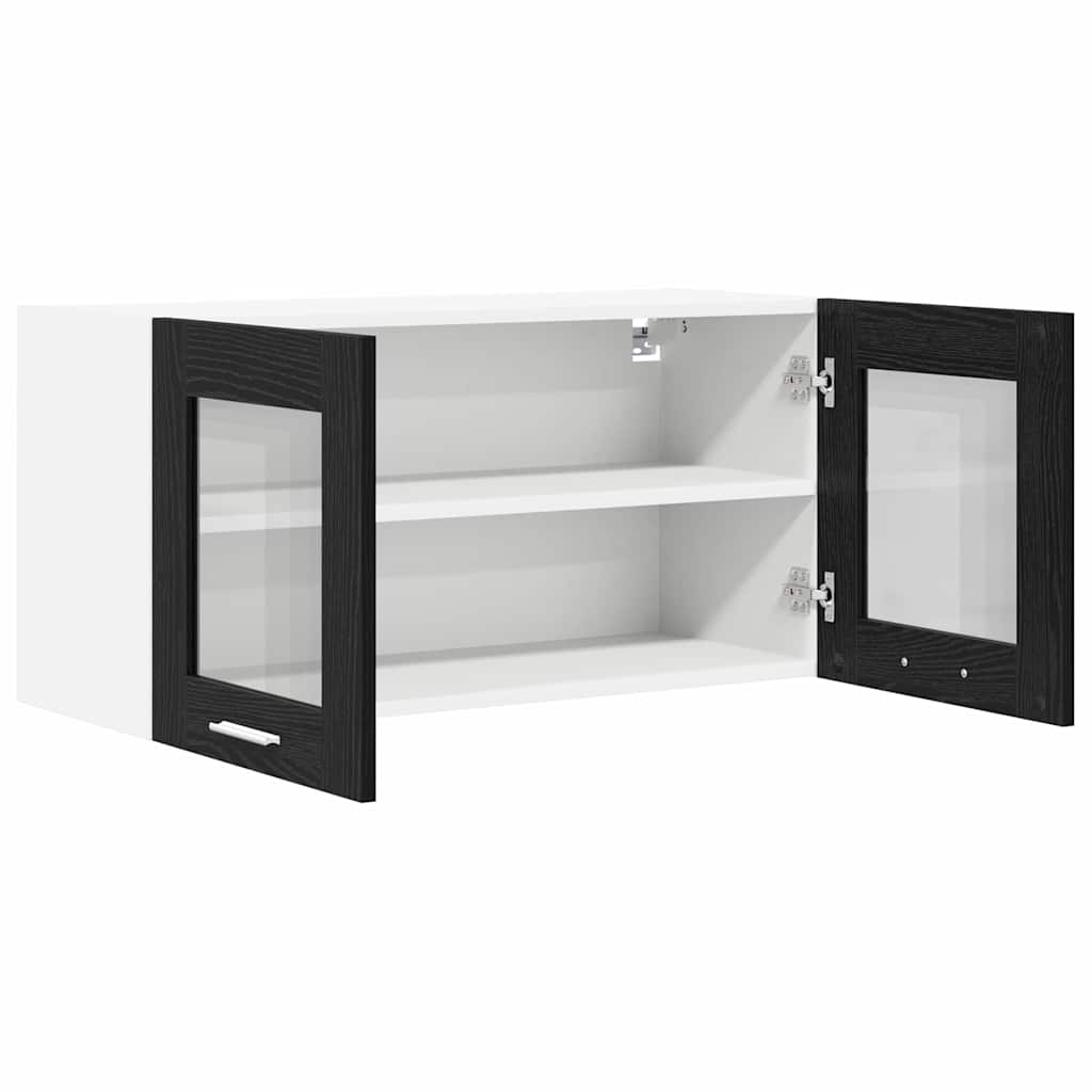 Hanging Cabinet Black Oak and White 80 X 31 X 40 Cm