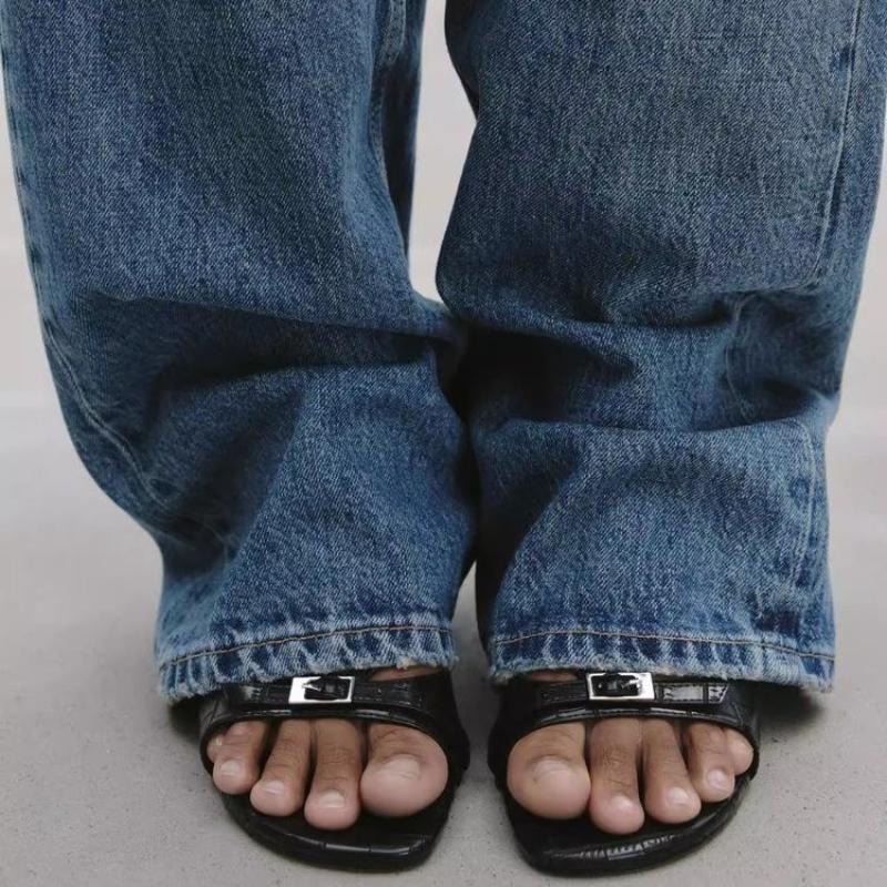 High Heels New Product Line with Metal Buckle Slippers Mesh Fabric Bow Decoration High Heel Sandals Women Shoes Women's Sandals