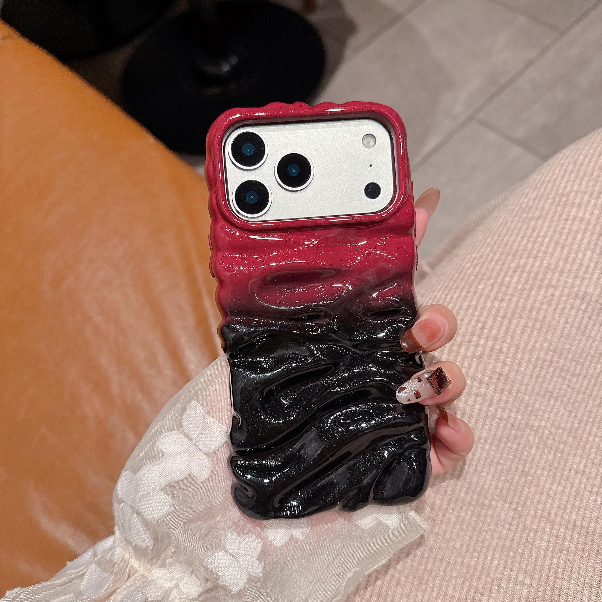

Personalized Korean Style Color Block Pleated Texture Case for iPhone 16 Pro Max/Apple 17 - Premium Feel. iPhone 16