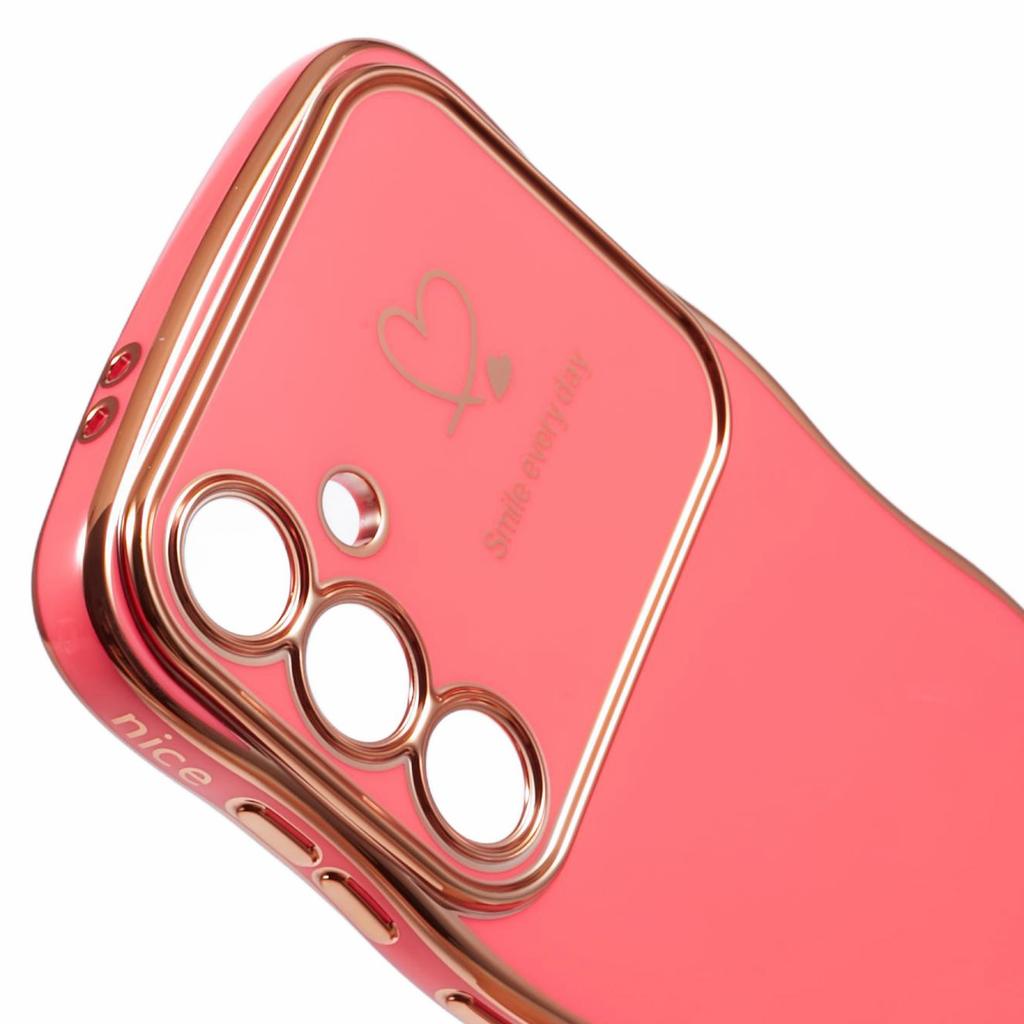 For Samsung Galaxy S23 FE Case Love Hearts TPU Phone Cover Curly Wave Frame Large Window