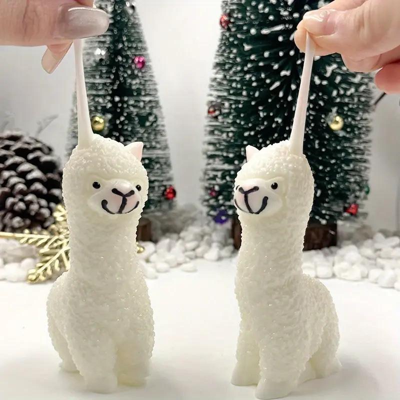 White Alpaca Tpr Squeeze Toy Elastic Stress Relief Cute Desktop Decor Ideal Classroom Prize Or Gift For Holidays