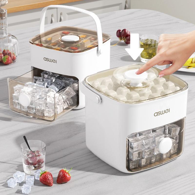 Macchina per Ghiaccio Extra-Large da 48 Cubetti con Vassoio a Doppio Strato Food-Grade a Scorrimento Facilitato per Frigorifero Perfetta per Whiskey e Cocktail