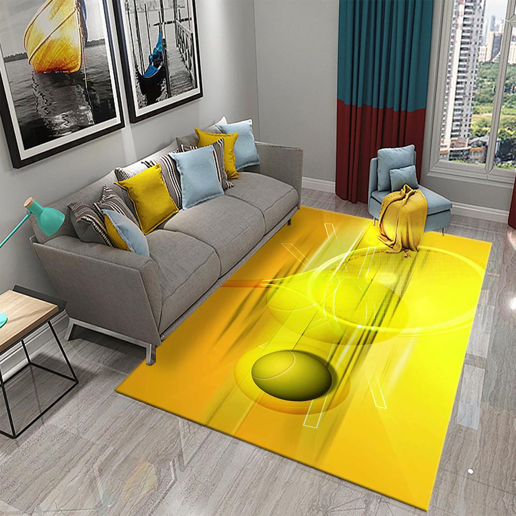 3D Funny Sport Tennis Carpets for Bedroom Living Room Bathroom Soft Comfortable Non-slip Absorbent Mat Children Play Bedside Rug