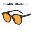 Korean Style 2022 Retro Square Studded Sunglasses - Black Frame with Tea Tint