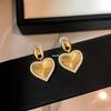 Sterling Silver Retro Heart Diamond Inlaid Women's Luxury Pig Nose Earrings