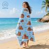 Cute Capybara Beach Towel Flat Print Kawaii Animal with Orange Swimming Pattern for Pool Party Outdoor Travel Decor