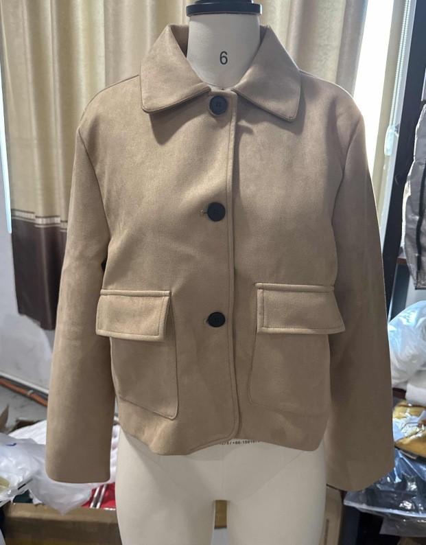 

Доступный: Женское двубортное длинное пальто из искусственной замши в европейском и американском стиле с воротником и длинными рукавами Large