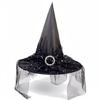 Durable Polyester Witch Hat For Halloween Celebrations Adjustable Comfortable Fit Lightweight Costume Accessory Kids Adults