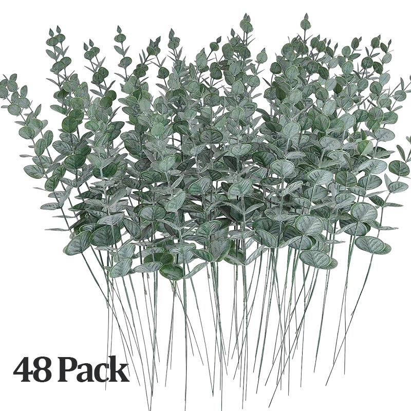 Eucalyptus Stems Decor Artificial Eucalyptus Leaves Faux Eucalyptus Stems Real Touch Fake Greenery Branches for Wedding Flower