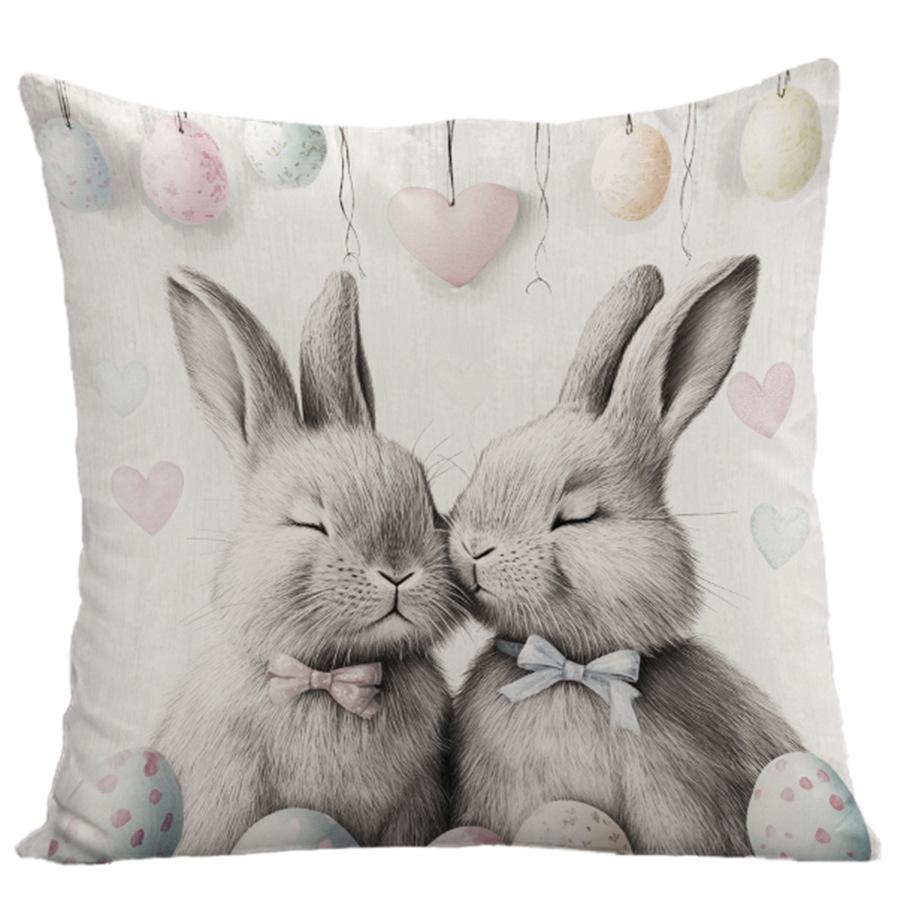 Nordic Holiday Rabbit Pillowcase - Short Plush Sofa & Bedroom Cushion Cover